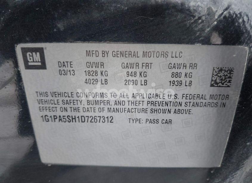 Photo 9 of 2013 Chevrolet Cruze LS AUTO (VIN 1G1PA5SH1D7267312)