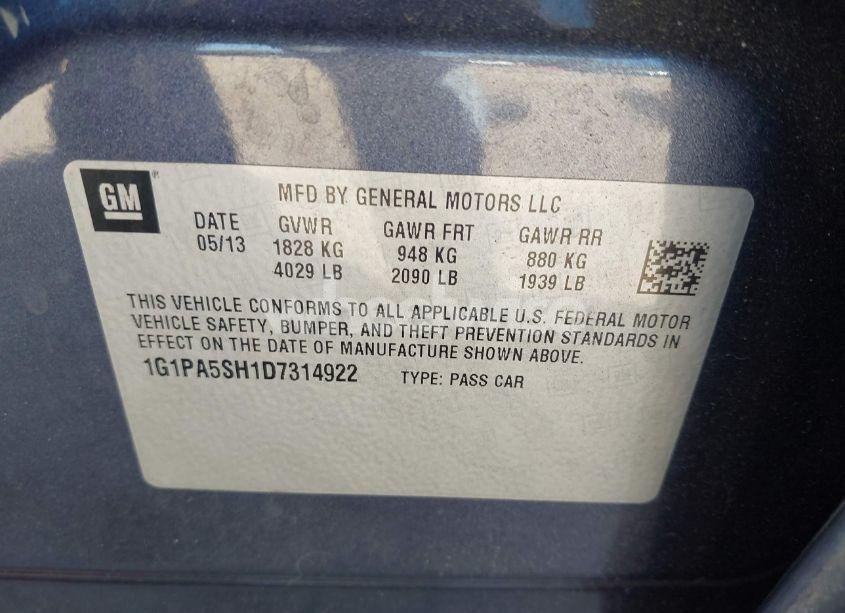 Photo 9 of 2013 Chevrolet Cruze LS AUTO (VIN 1G1PA5SH1D7314922)