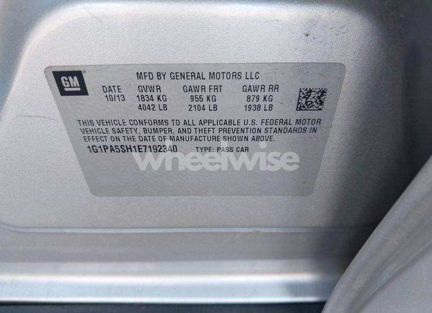 Photo 9 of 2014 Chevrolet Cruze LS AUTO (VIN 1G1PA5SH1E7192340)