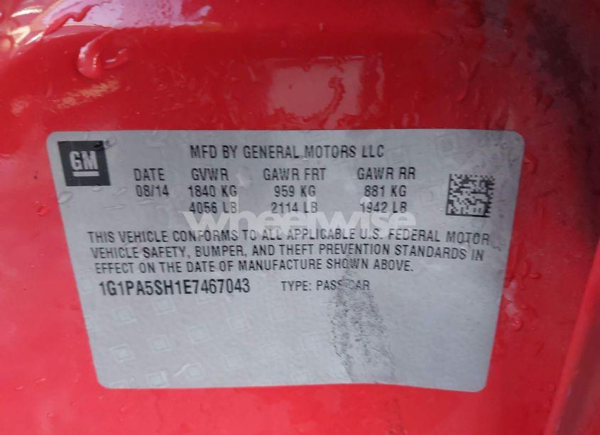 Photo 9 of 2014 Chevrolet Cruze LS AUTO (VIN 1G1PA5SH1E7467043)