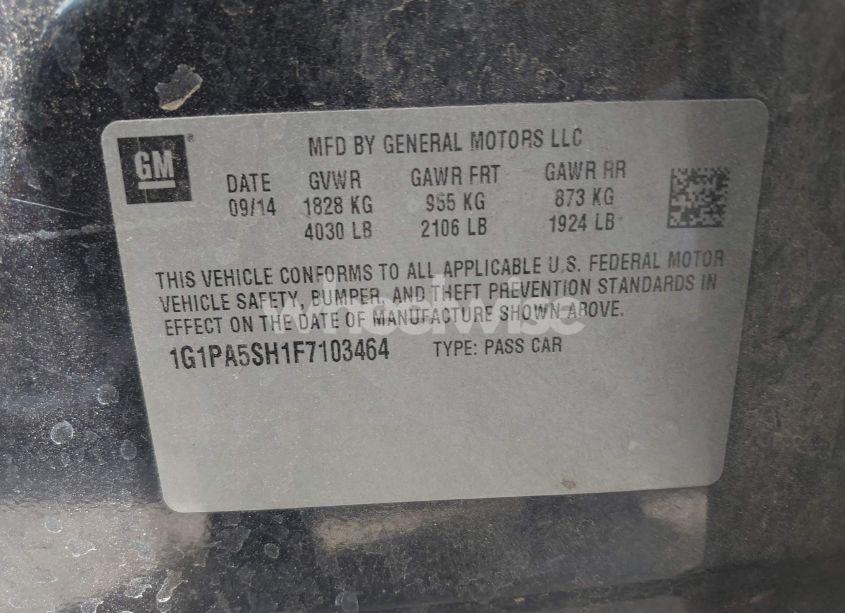 Photo 9 of 2015 Chevrolet Cruze LS AUTO (VIN 1G1PA5SH1F7103464)