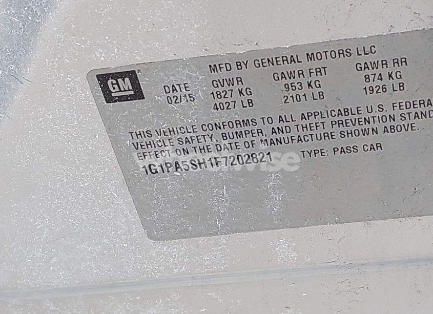 Photo 9 of 2015 Chevrolet Cruze LS AUTO (VIN 1G1PA5SH1F7202821)