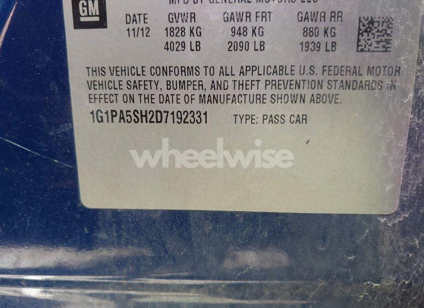 Photo 9 of 2013 Chevrolet Cruze LS AUTO (VIN 1G1PA5SH2D7192331)