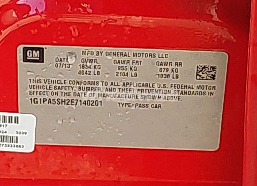 Photo 9 of 2014 Chevrolet Cruze LS AUTO (VIN 1G1PA5SH2E7140201)