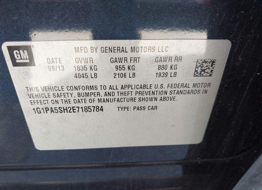 Photo 9 of 2014 Chevrolet Cruze LS AUTO (VIN 1G1PA5SH2E7185784)