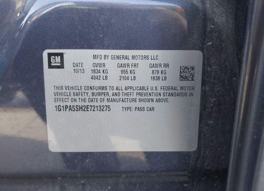 Photo 9 of 2014 Chevrolet Cruze LS AUTO (VIN 1G1PA5SH2E7213275)