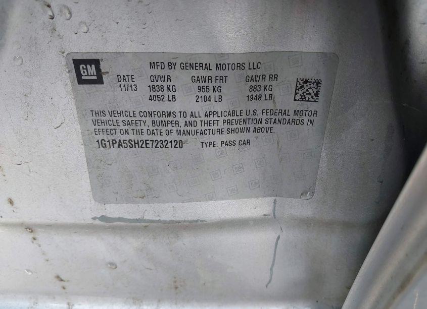 Photo 9 of 2014 Chevrolet Cruze LS AUTO (VIN 1G1PA5SH2E7232120)