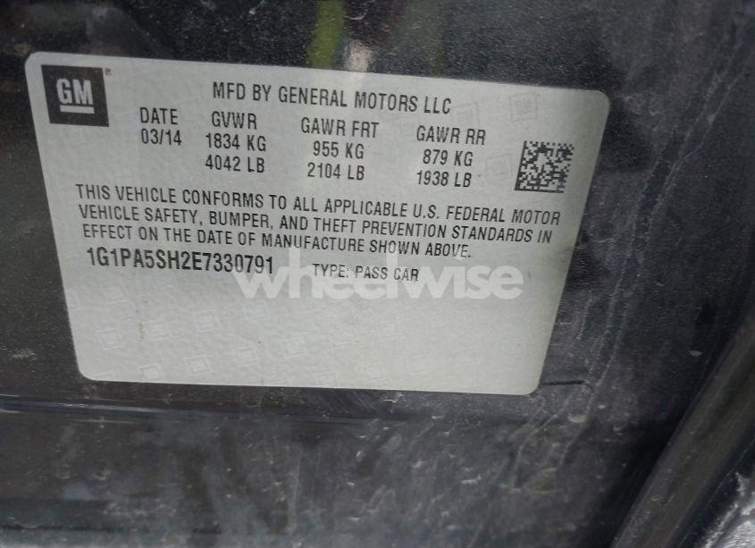 Photo 9 of 2014 Chevrolet Cruze LS AUTO (VIN 1G1PA5SH2E7330791)