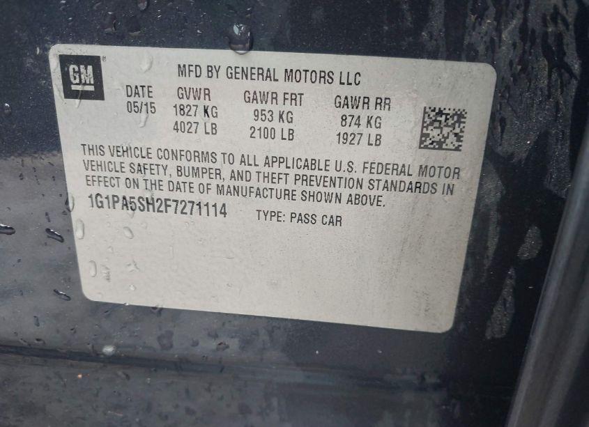 Photo 9 of 2015 Chevrolet Cruze LS AUTO (VIN 1G1PA5SH2F7271114)