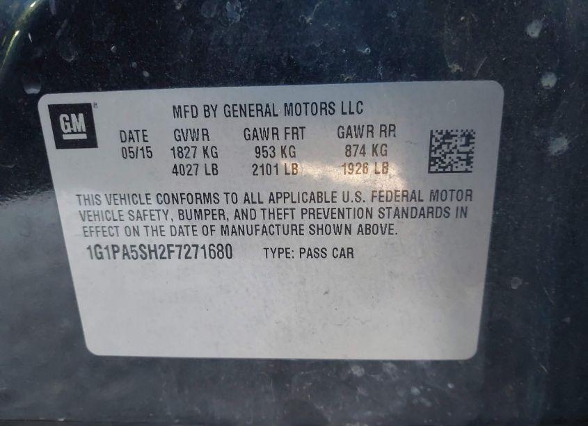 Photo 9 of 2015 Chevrolet Cruze LS AUTO (VIN 1G1PA5SH2F7271680)