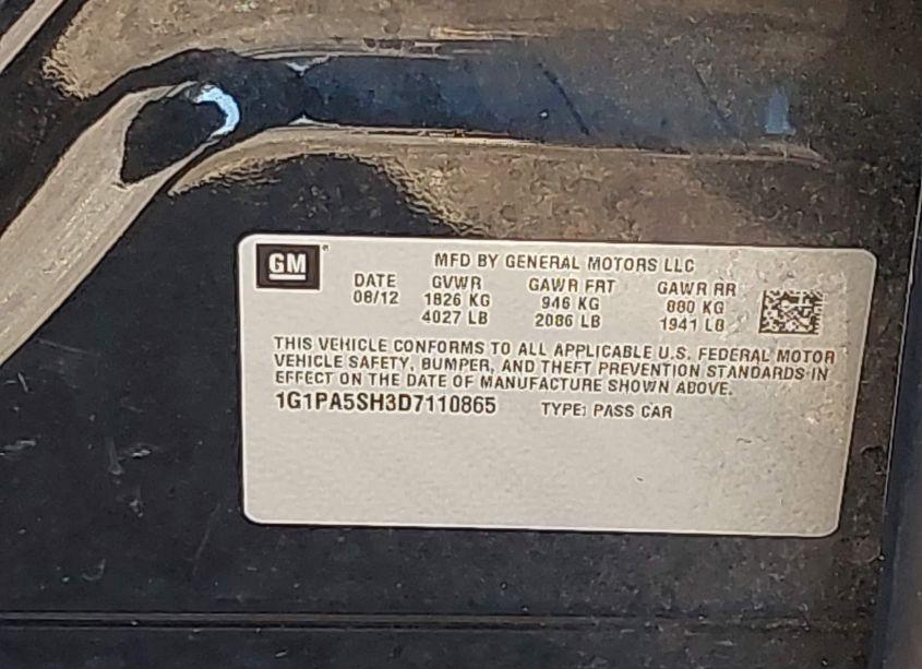 Photo 9 of 2013 Chevrolet Cruze LS AUTO (VIN 1G1PA5SH3D7110865)