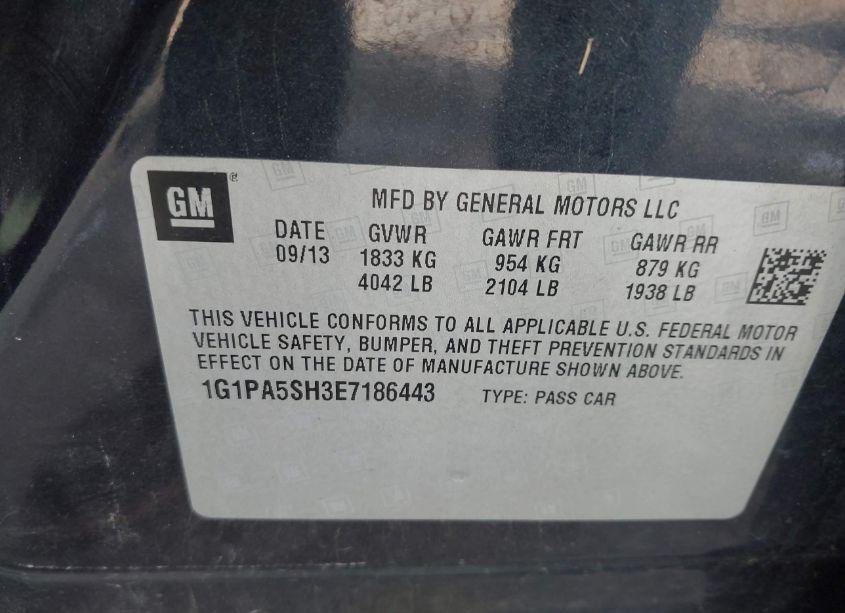 Photo 9 of 2014 Chevrolet Cruze LS AUTO (VIN 1G1PA5SH3E7186443)