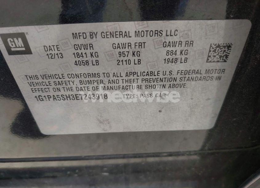 Photo 9 of 2014 Chevrolet Cruze LS AUTO (VIN 1G1PA5SH3E7243918)