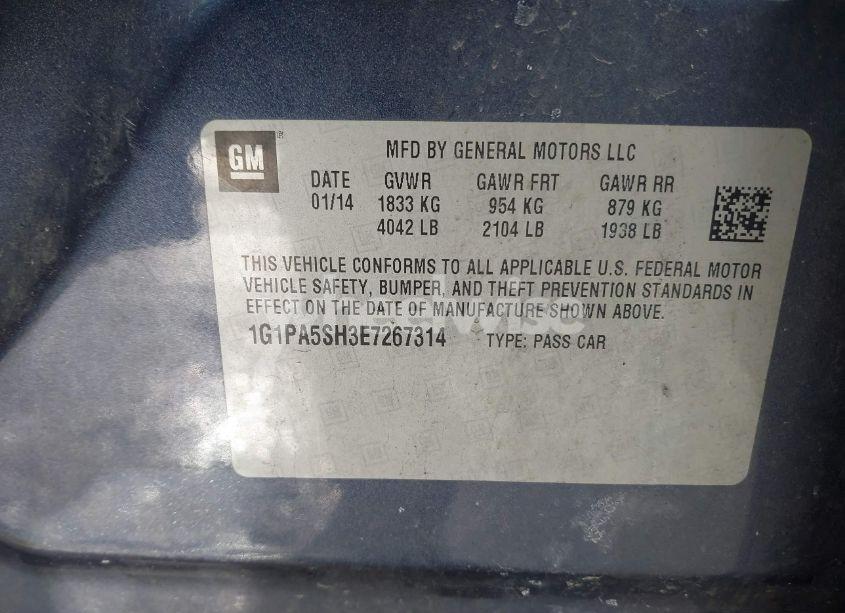 Photo 9 of 2014 Chevrolet Cruze LS AUTO (VIN 1G1PA5SH3E7267314)