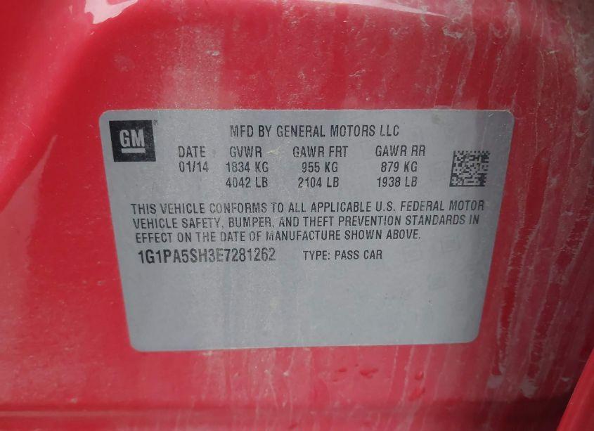 Photo 9 of 2014 Chevrolet Cruze LS AUTO (VIN 1G1PA5SH3E7281262)