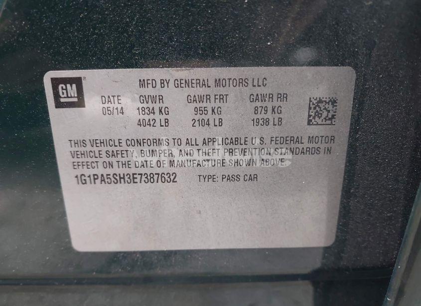 Photo 9 of 2014 Chevrolet Cruze LS AUTO (VIN 1G1PA5SH3E7387632)