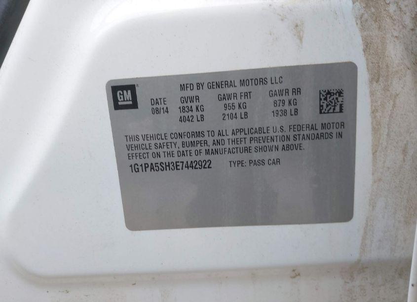 Photo 9 of 2014 Chevrolet Cruze LS AUTO (VIN 1G1PA5SH3E7442922)