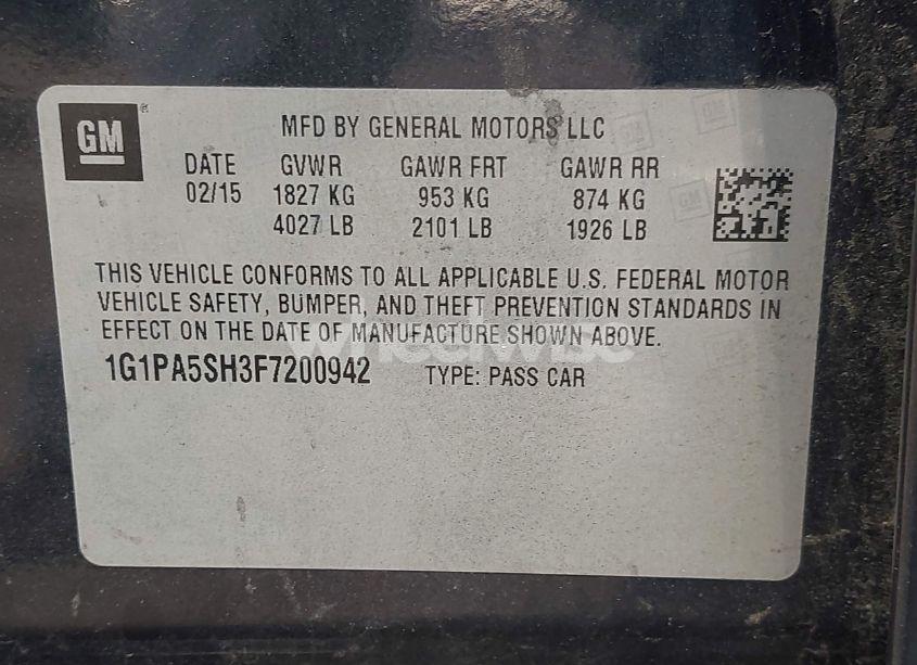 Photo 9 of 2015 Chevrolet Cruze LS AUTO (VIN 1G1PA5SH3F7200942)