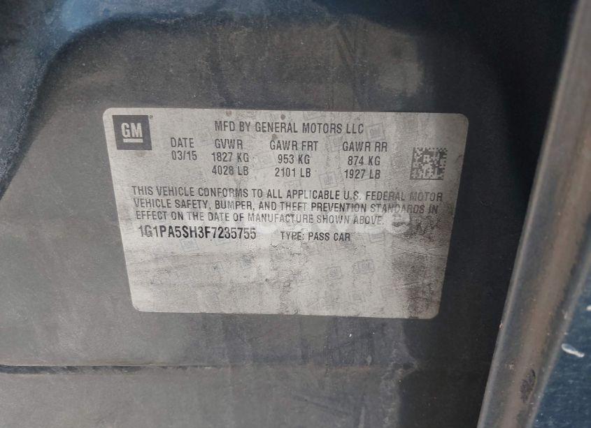 Photo 9 of 2015 Chevrolet Cruze LS AUTO (VIN 1G1PA5SH3F7235755)