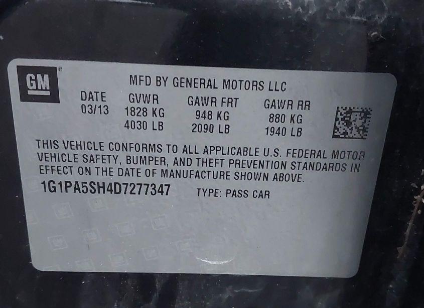 Photo 9 of 2013 Chevrolet Cruze LS AUTO (VIN 1G1PA5SH4D7277347)