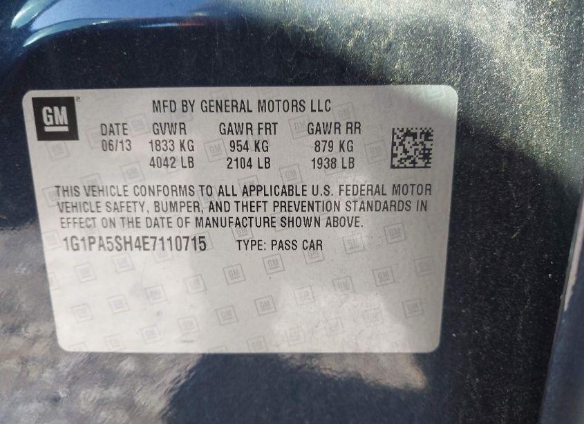 Photo 9 of 2014 Chevrolet Cruze LS AUTO (VIN 1G1PA5SH4E7110715)