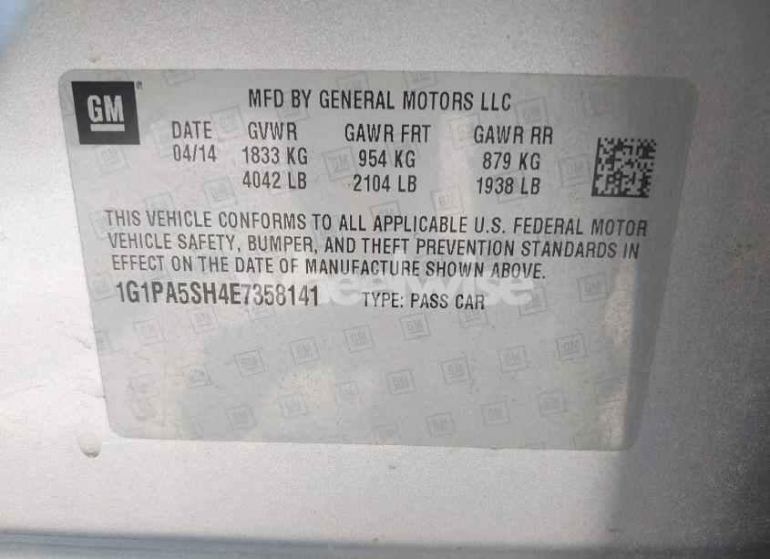 Photo 9 of 2014 Chevrolet Cruze LS AUTO (VIN 1G1PA5SH4E7358141)