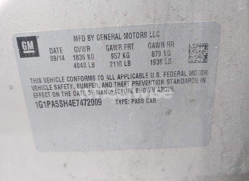 Photo 9 of 2014 Chevrolet Cruze LS AUTO (VIN 1G1PA5SH4E7472009)