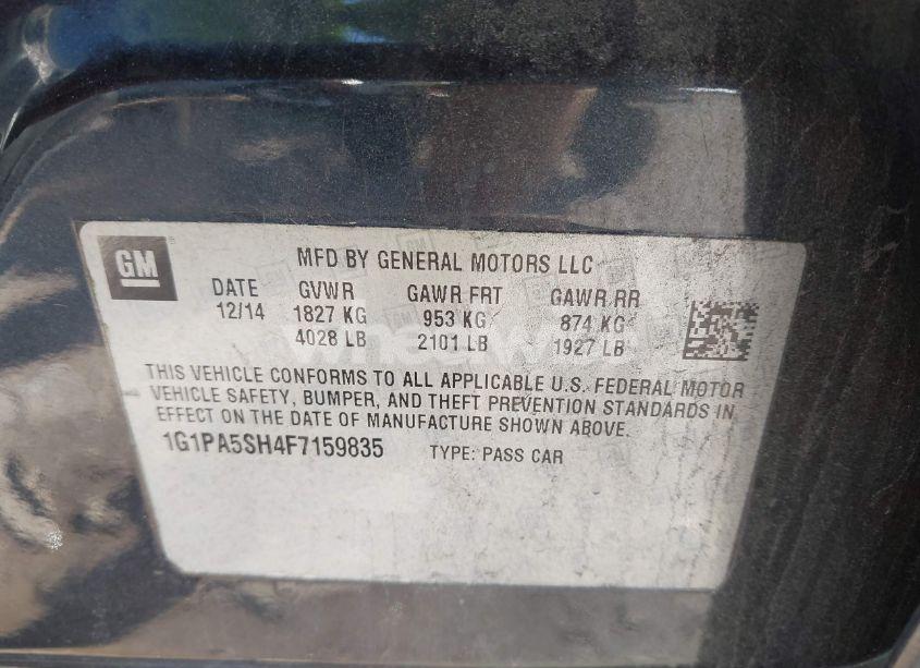 Photo 9 of 2015 Chevrolet Cruze LS AUTO (VIN 1G1PA5SH4F7159835)