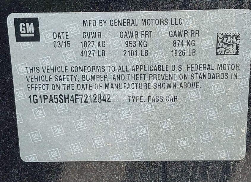 Photo 9 of 2015 Chevrolet Cruze LS AUTO (VIN 1G1PA5SH4F7212842)