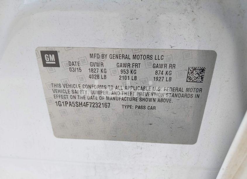 Photo 9 of 2015 Chevrolet Cruze LS AUTO (VIN 1G1PA5SH4F7232167)