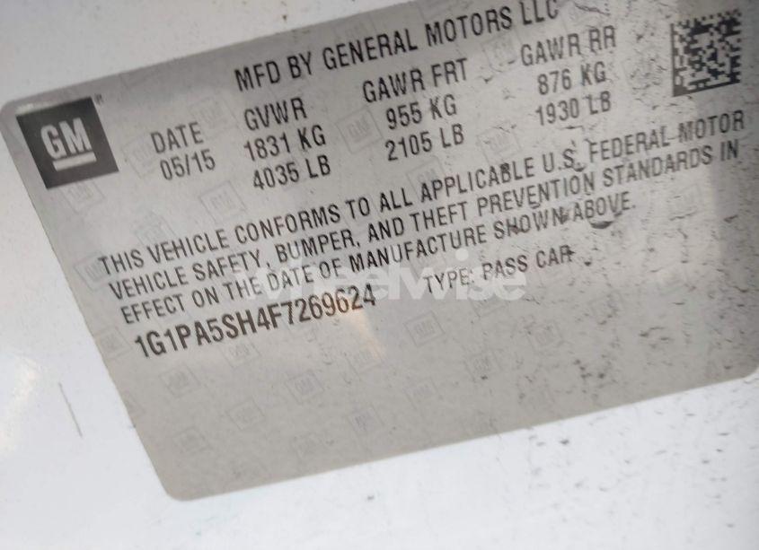 Photo 9 of 2015 Chevrolet Cruze LS AUTO (VIN 1G1PA5SH4F7269624)