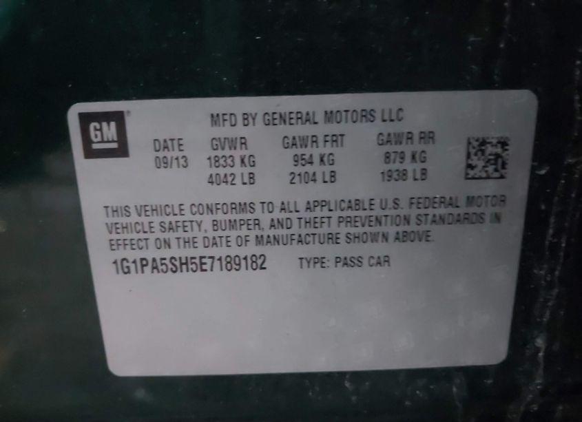 Photo 9 of 2014 Chevrolet Cruze LS AUTO (VIN 1G1PA5SH5E7189182)