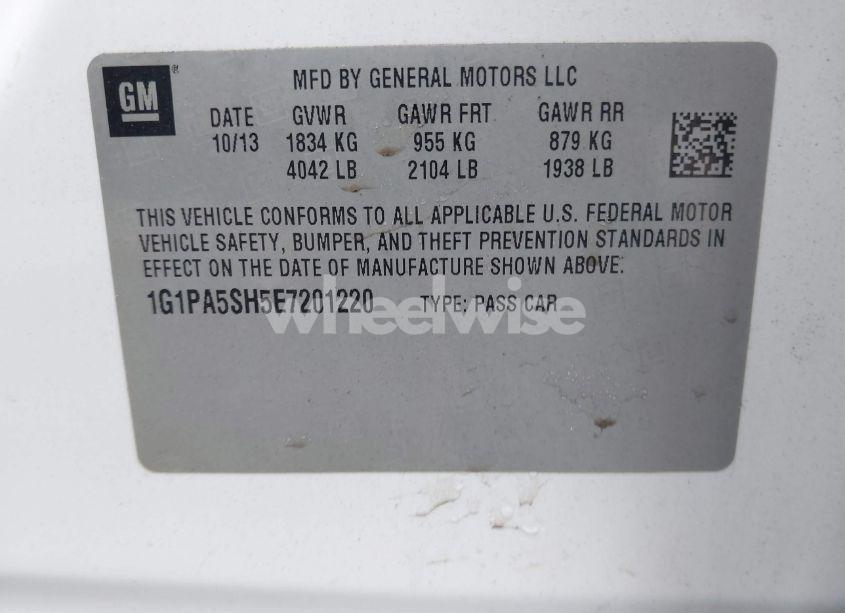 Photo 9 of 2014 Chevrolet Cruze LS AUTO (VIN 1G1PA5SH5E7201220)