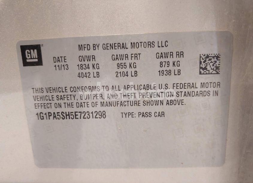 Photo 9 of 2014 Chevrolet Cruze LS AUTO (VIN 1G1PA5SH5E7231298)