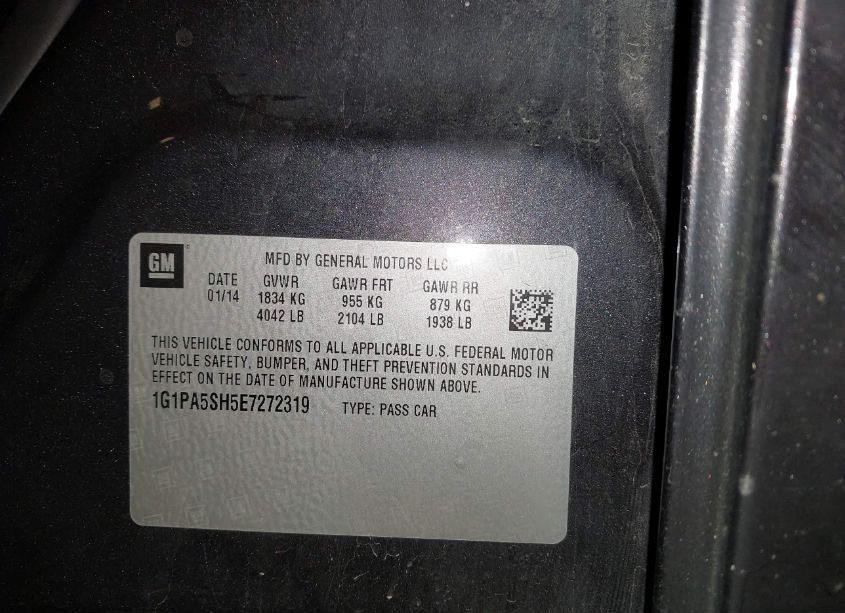 Photo 9 of 2014 Chevrolet Cruze LS AUTO (VIN 1G1PA5SH5E7272319)