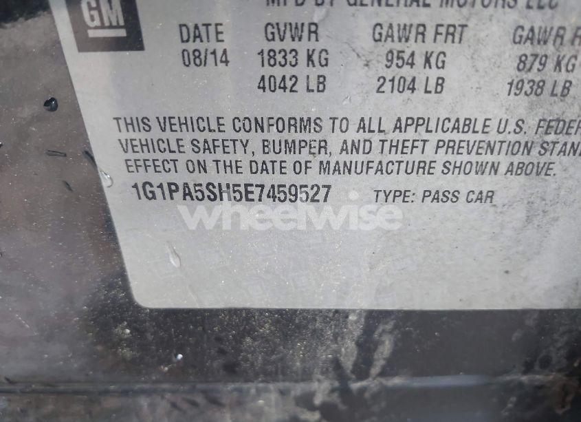 Photo 9 of 2014 Chevrolet Cruze LS AUTO (VIN 1G1PA5SH5E7459527)