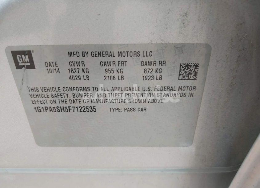 Photo 9 of 2015 Chevrolet Cruze LS AUTO (VIN 1G1PA5SH5F7122535)