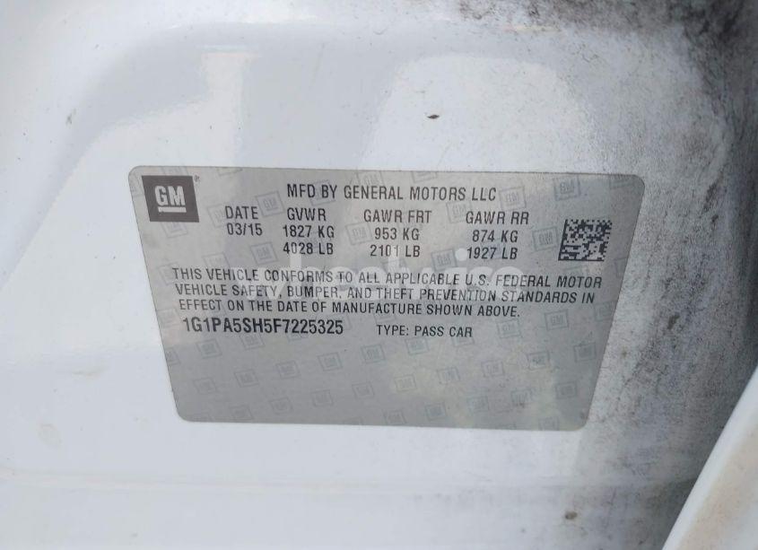 Photo 9 of 2015 Chevrolet Cruze LS AUTO (VIN 1G1PA5SH5F7225325)