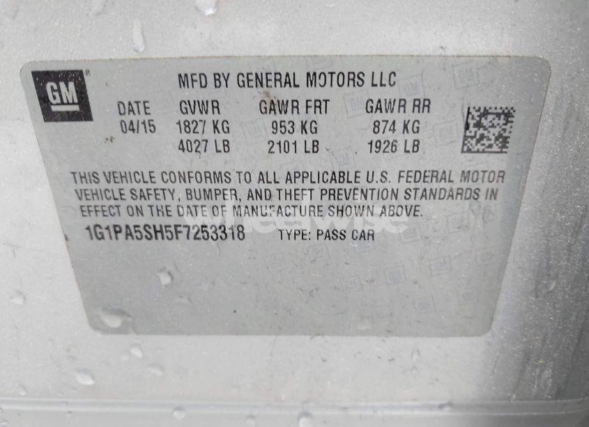 Photo 9 of 2015 Chevrolet Cruze LS AUTO (VIN 1G1PA5SH5F7253318)