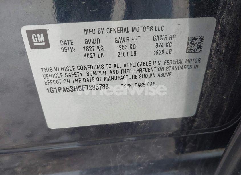 Photo 9 of 2015 Chevrolet Cruze LS AUTO (VIN 1G1PA5SH5F7285783)