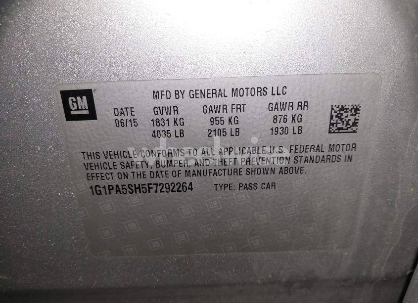 Photo 9 of 2015 Chevrolet Cruze LS AUTO (VIN 1G1PA5SH5F7292264)