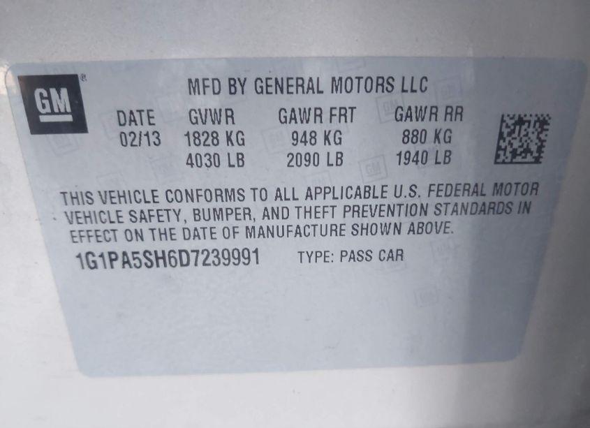 Photo 9 of 2013 Chevrolet Cruze LS AUTO (VIN 1G1PA5SH6D7239991)