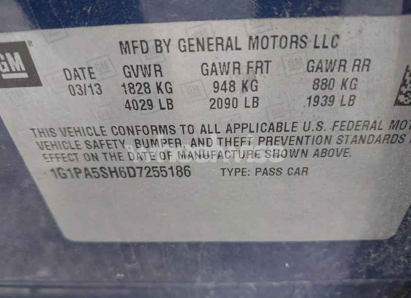 Photo 9 of 2013 Chevrolet Cruze LS AUTO (VIN 1G1PA5SH6D7255186)