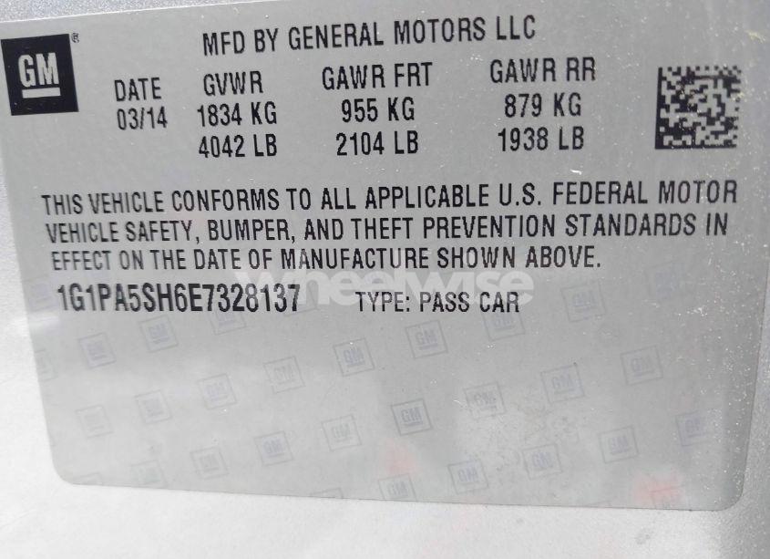 Photo 9 of 2014 Chevrolet Cruze LS AUTO (VIN 1G1PA5SH6E7328137)