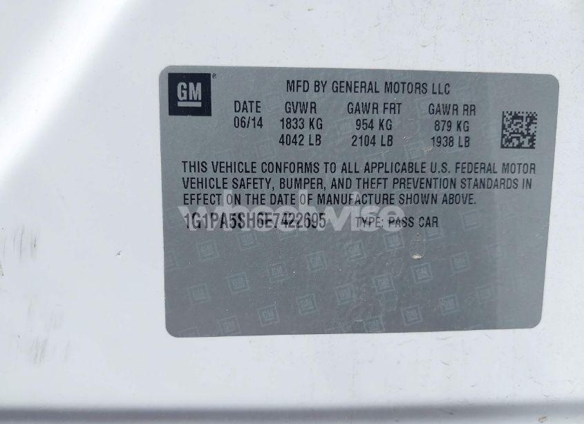 Photo 9 of 2014 Chevrolet Cruze LS AUTO (VIN 1G1PA5SH6E7422695)