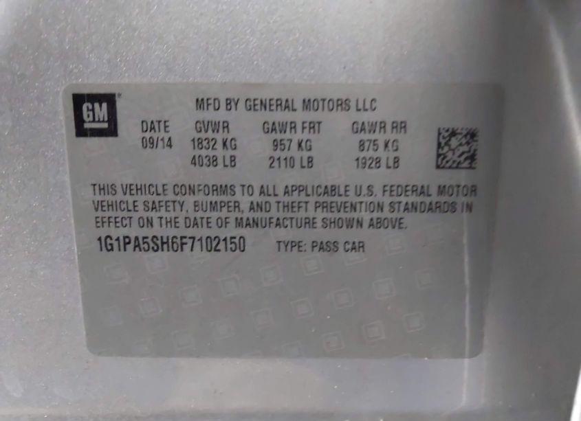 Photo 9 of 2015 Chevrolet Cruze LS AUTO (VIN 1G1PA5SH6F7102150)