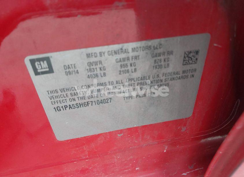 Photo 9 of 2015 Chevrolet Cruze LS AUTO (VIN 1G1PA5SH6F7104027)