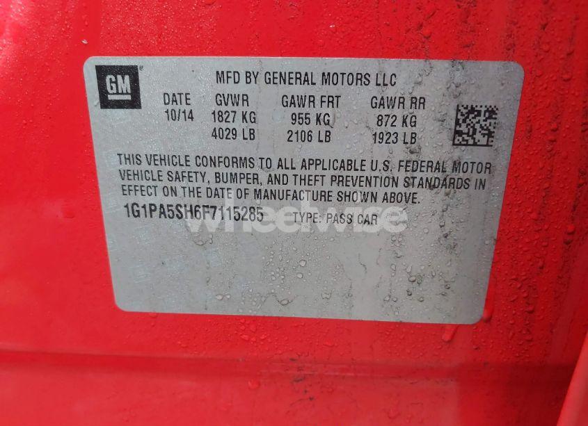 Photo 9 of 2015 Chevrolet Cruze LS AUTO (VIN 1G1PA5SH6F7115285)