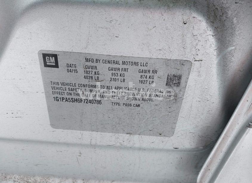 Photo 9 of 2015 Chevrolet Cruze LS AUTO (VIN 1G1PA5SH6F7240786)