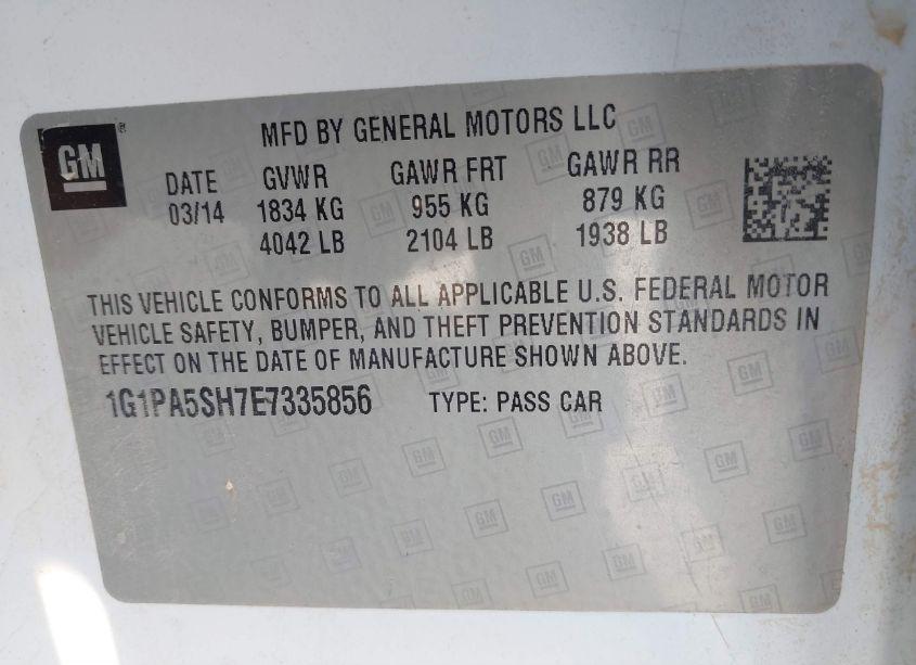 Photo 9 of 2014 Chevrolet Cruze LS AUTO (VIN 1G1PA5SH7E7335856)